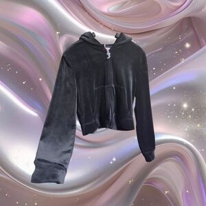 Juicy Couture Black Velour Zip Up Hoodie